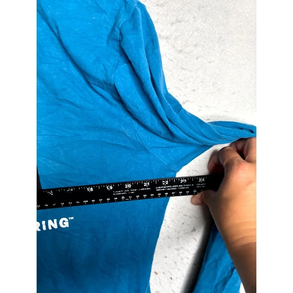 The North Face T Shirt Mens L Blue Circular Design Graphic Long Sleeve Crewneck